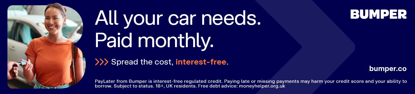 Woman smiling with text: All your car needs. Paid monthly.