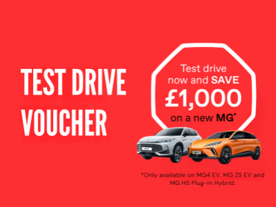 Test Drive an MG4 EV, MG ZS EV, or MG HS Plug-in Hybrid and Save £1,000!