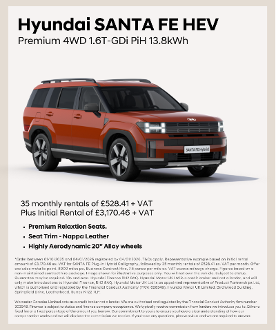 Image of a Hyundai SANTA FE HEV with details about rental pricing and features.